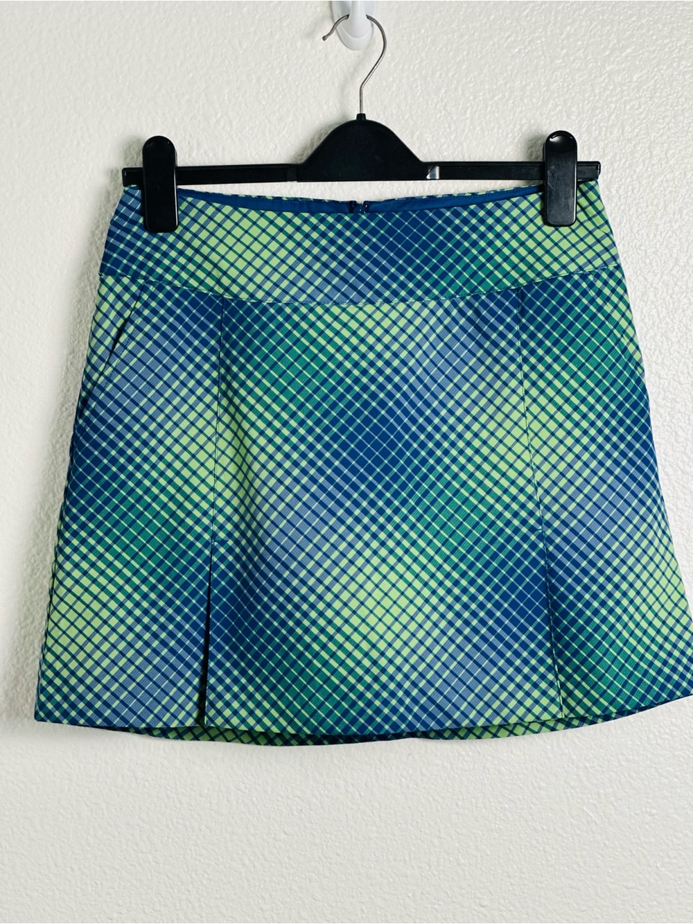 Nike Golf Dri-Fit Green and Blue Plaid Print Skort Size 2